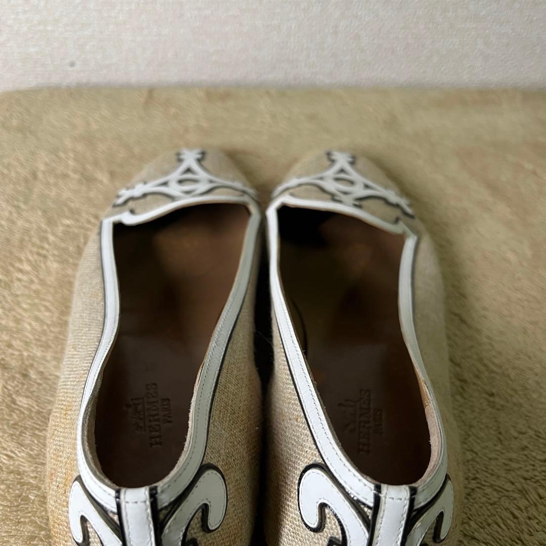 エルメス HERMES オペラシューズ キャンバスフラット シューズ 定価17万