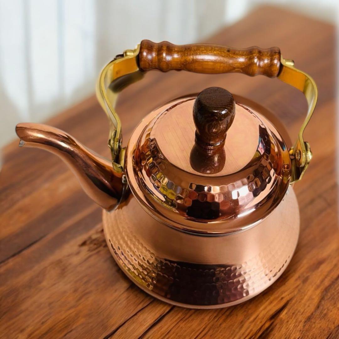 未使用品 島本製作所 鎚目仕上げ 純銅製 ベルケトル 薬缶 レトロ 1.6ℓ