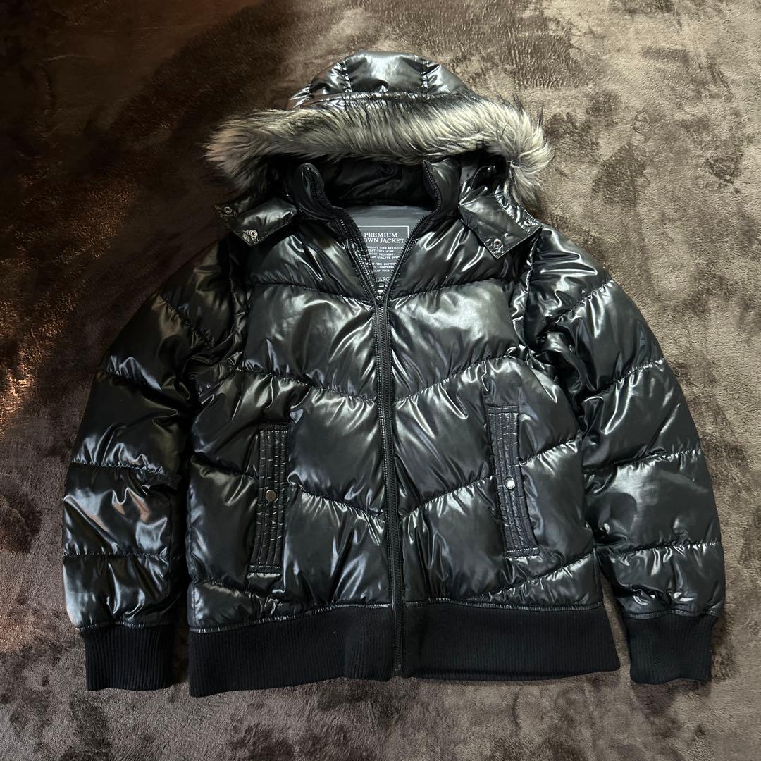 オールドユニクロ プレミアムダウンジャケット ファー y2k 光沢 肉厚