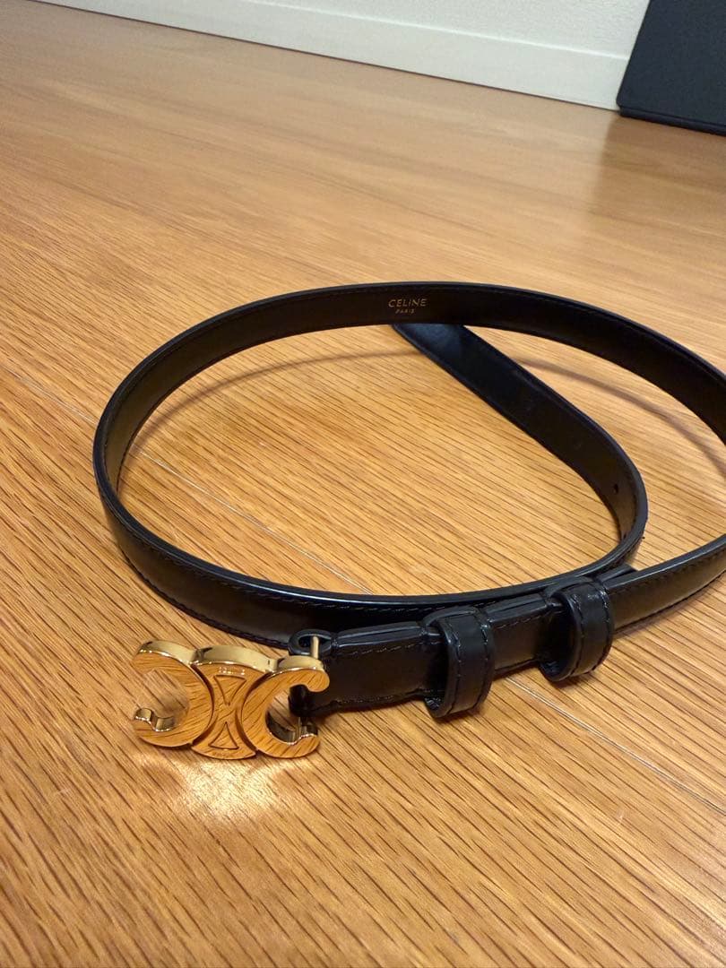 セリーヌ　ベルト CELINE セリーヌ ベルト ブラック ゴールド トリオンフ レザー vintage