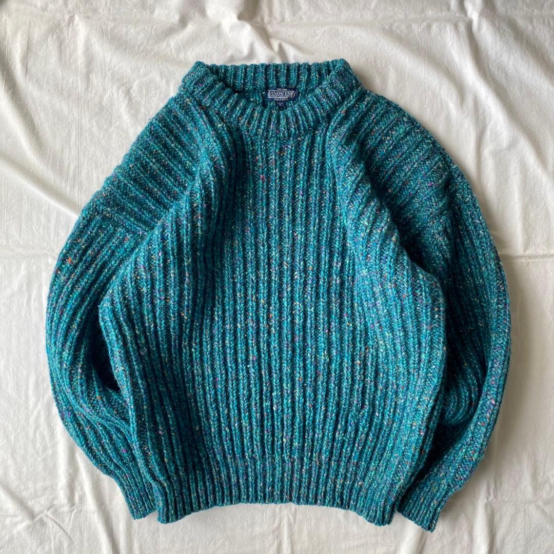 80s 90s LANDS' END　ネップ　セーター 90s LANDS'END multicolored nep Alan knit sweater “size M” 90年代
