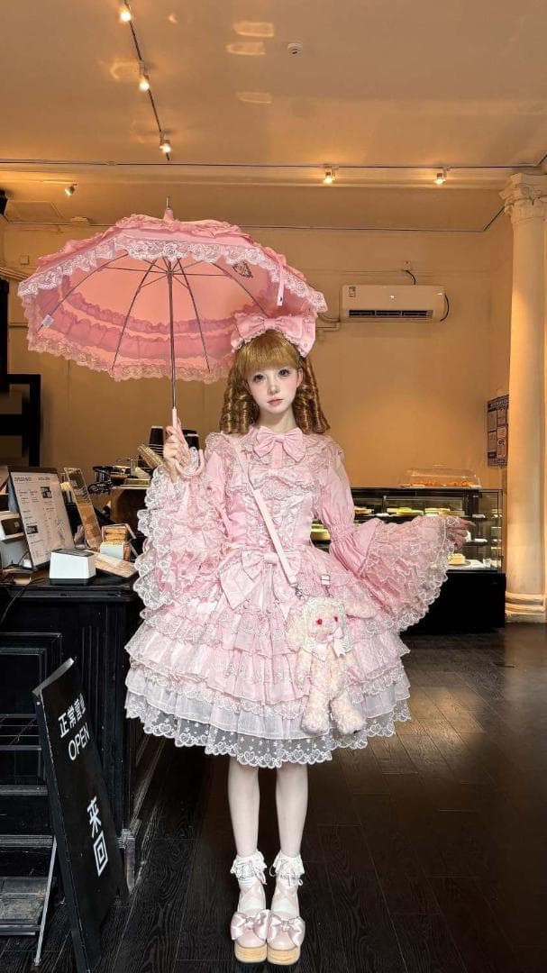 白糖少女】ゴスロリ ロリータ ロリィタドレス JSK 姫袖ブラウス ピンク