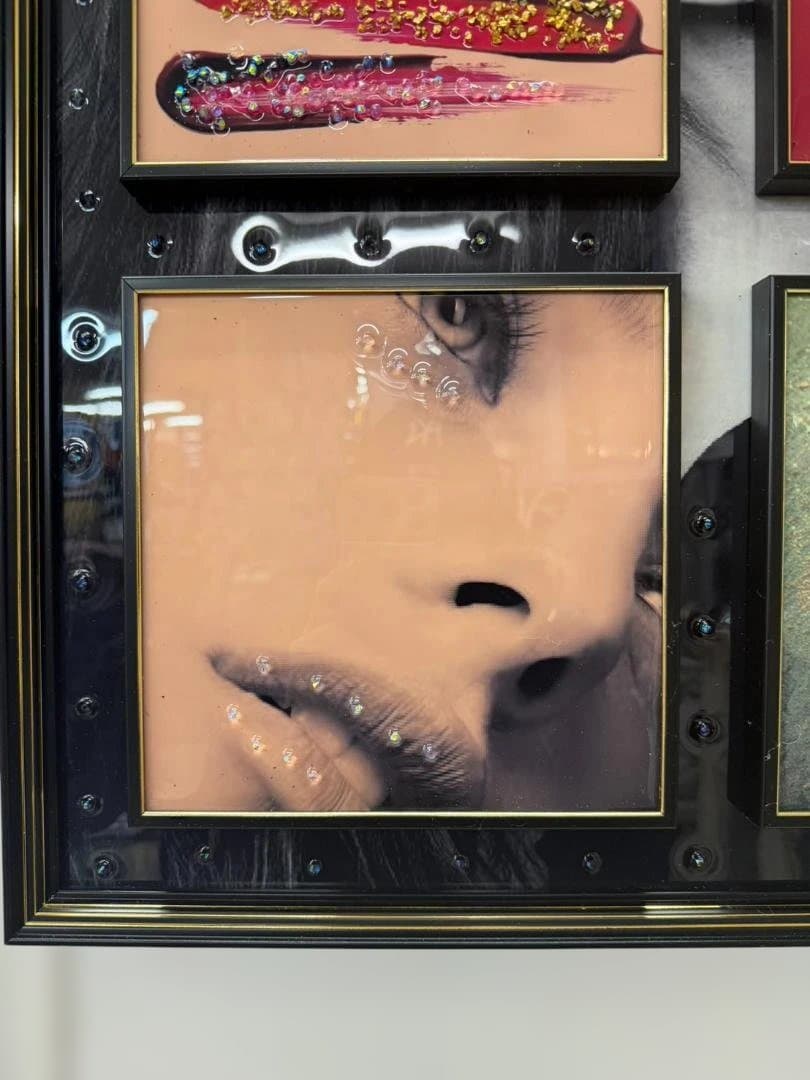 アートパネル 水晶絵 レッド コスメ ピンク 美容 キラキラ 赤 壁掛け