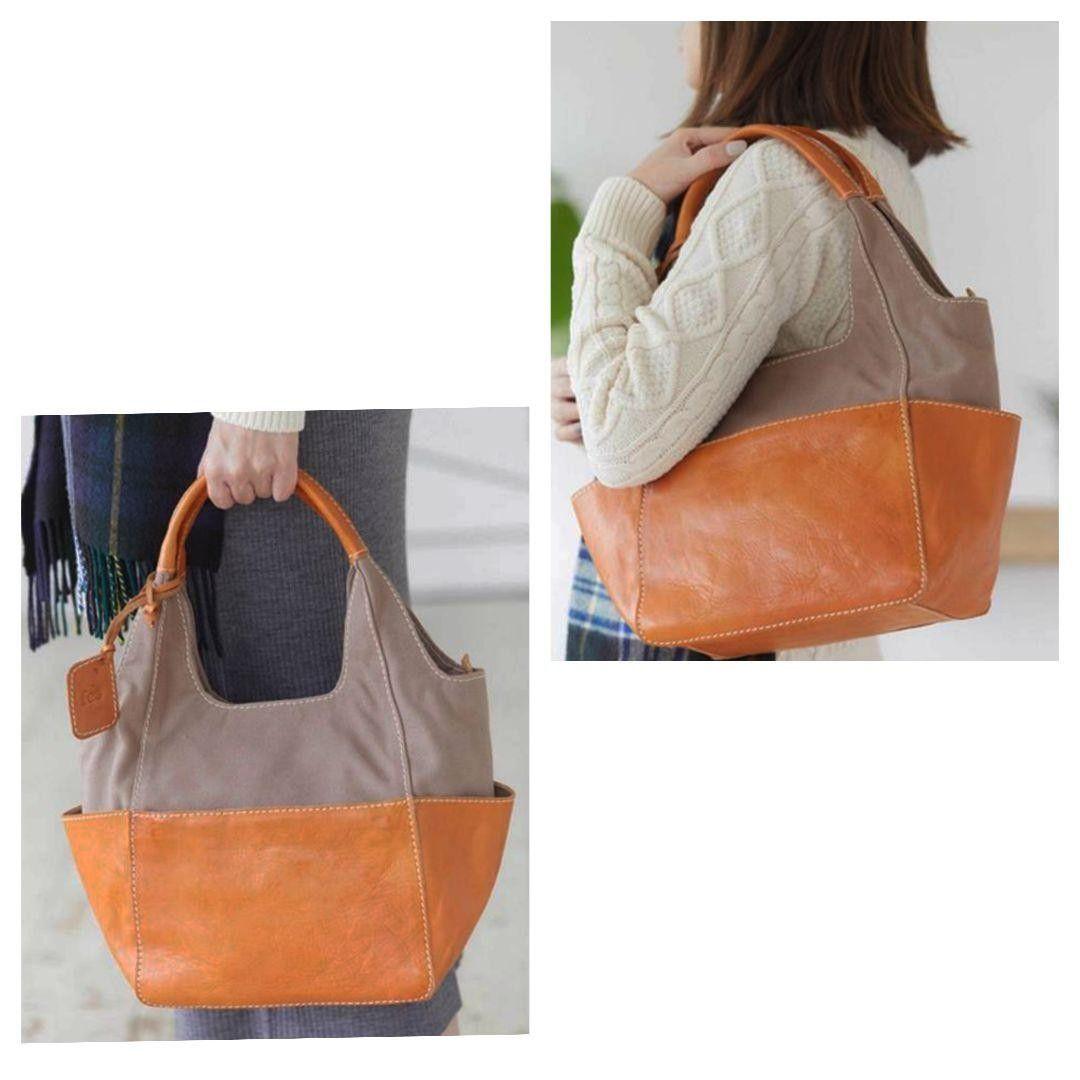 フェス キャンバス×レザー トート カーキブラウン キャメル - メルカリ