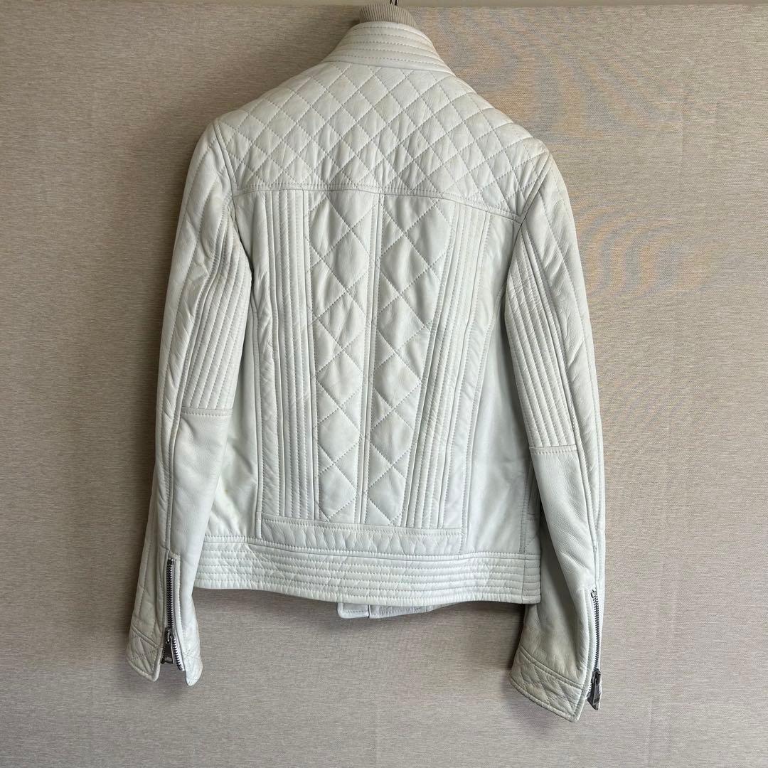 M様専用 Dolce & Gabbana ホワイトレザーライダースジャケット - メルカリ