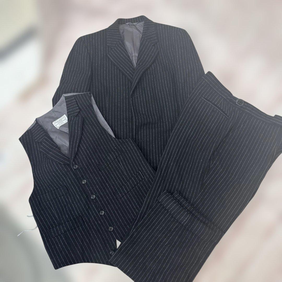 HACKETT LONDON ストライプ ビジネスカジュアルスーツセット TAKEO KIKUCHI（タケオキクチ） セットアップ 「THE FLAGSHIP」矢絣