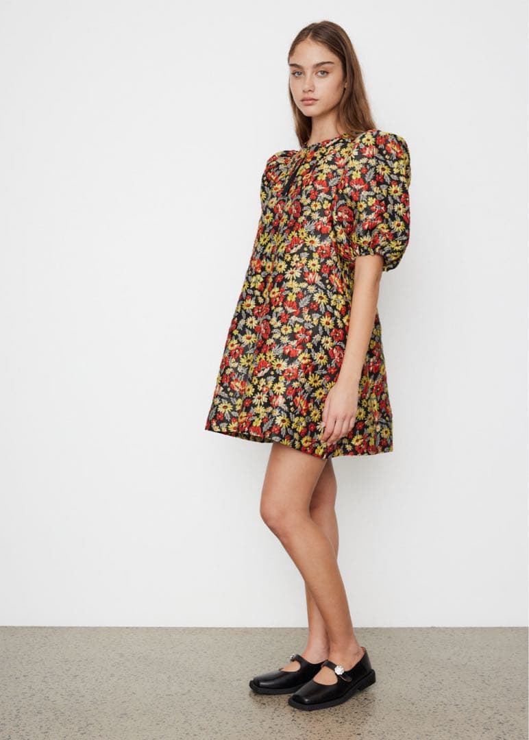 新品未使用 GANNI ガニー ジャカード ミニワンピース フラワー 花柄