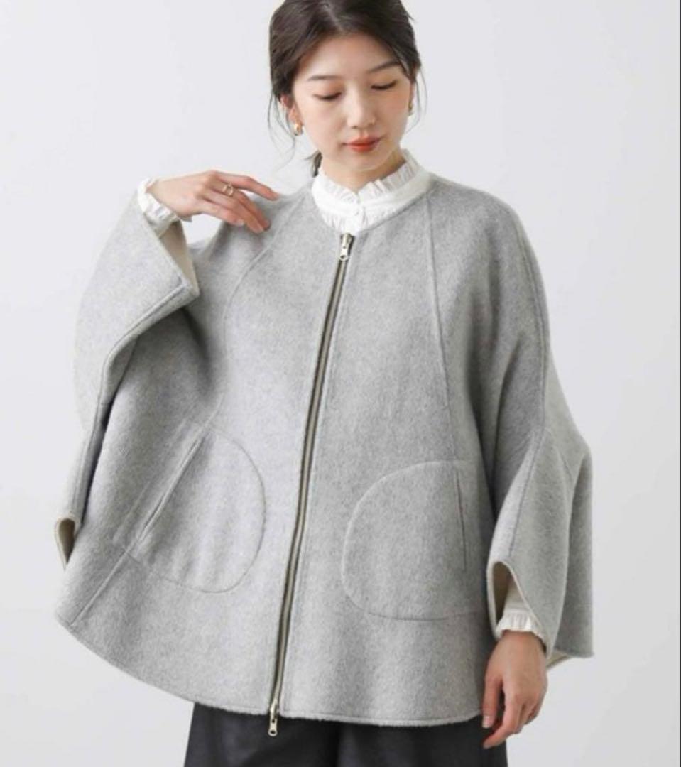 【美品】✨ RISLEY リズレー　ウールリバーシブルポンチョ セール】ウールリバーシブルポンチョ（ポンチョ）｜Risley（リズレー