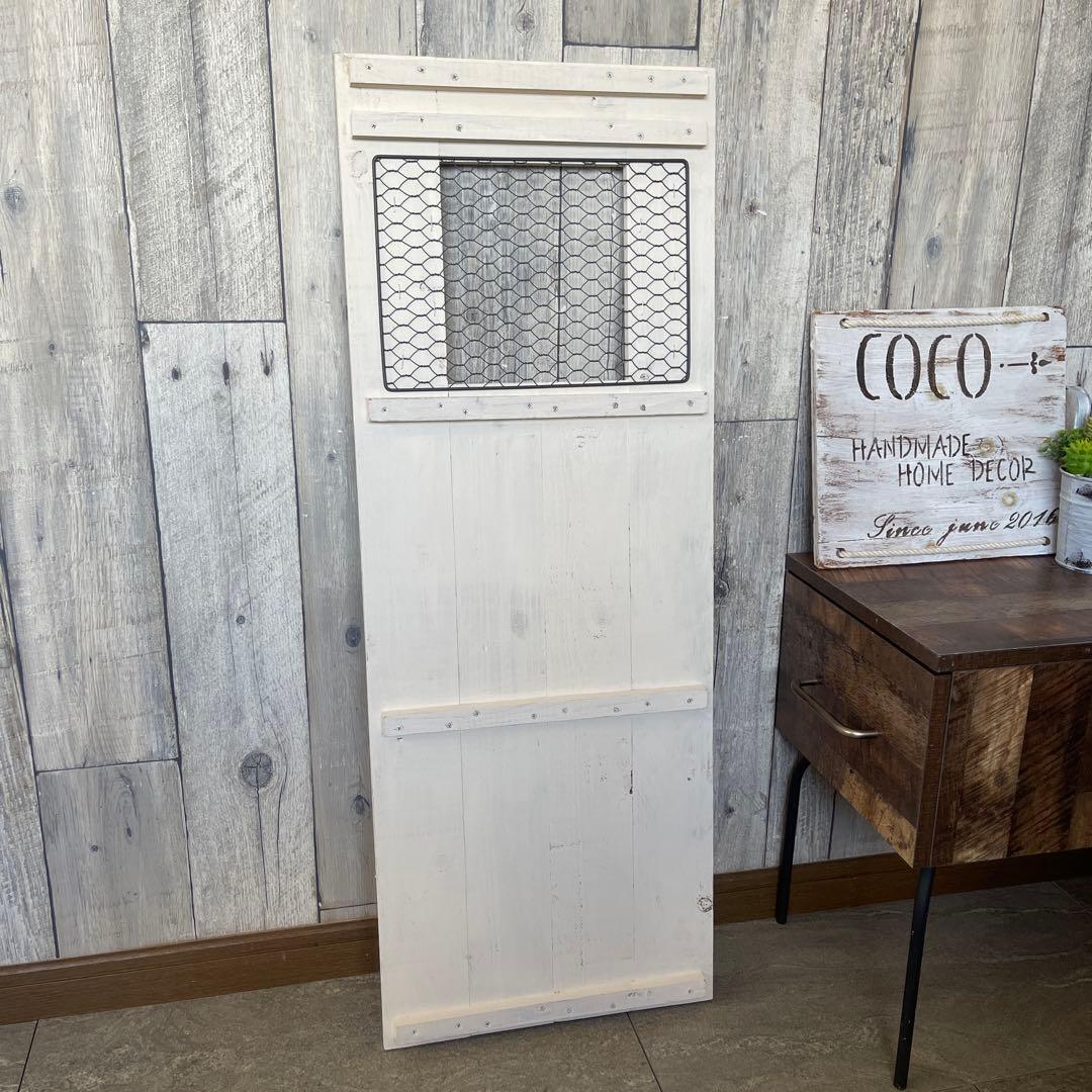 ホワイト リース付き 扉風 オブジェ 木製 ウェルカムボード ハンドメイド