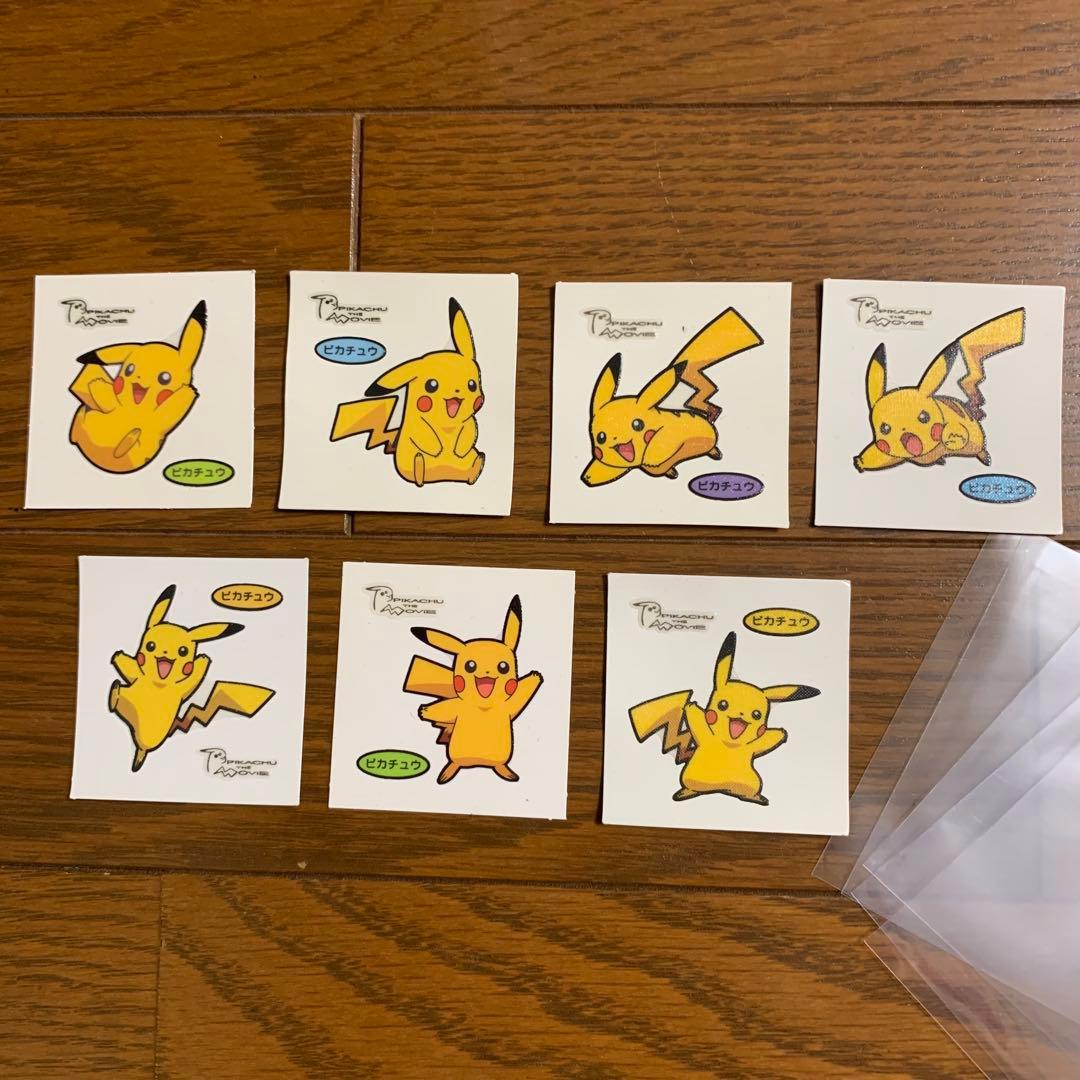 ポケモンパンシール レアな《ピカチュウ ザ ムービー 》7枚 20〜25年前