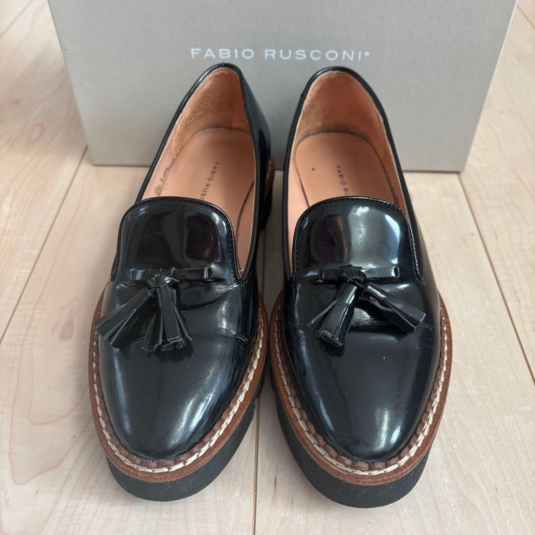 FABIO RUSCONI タッセル ローファー ファビオルスコーニ FABIO RUSCONI ラウンドトウ厚底タッセル