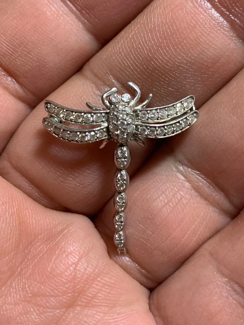 トンボ型シルバーブローチ ペンダントトップ　K18WG 0.5カラット トンボのブローチ K18ホワイトゴールド ダイヤモンド | Jewelry SIMON