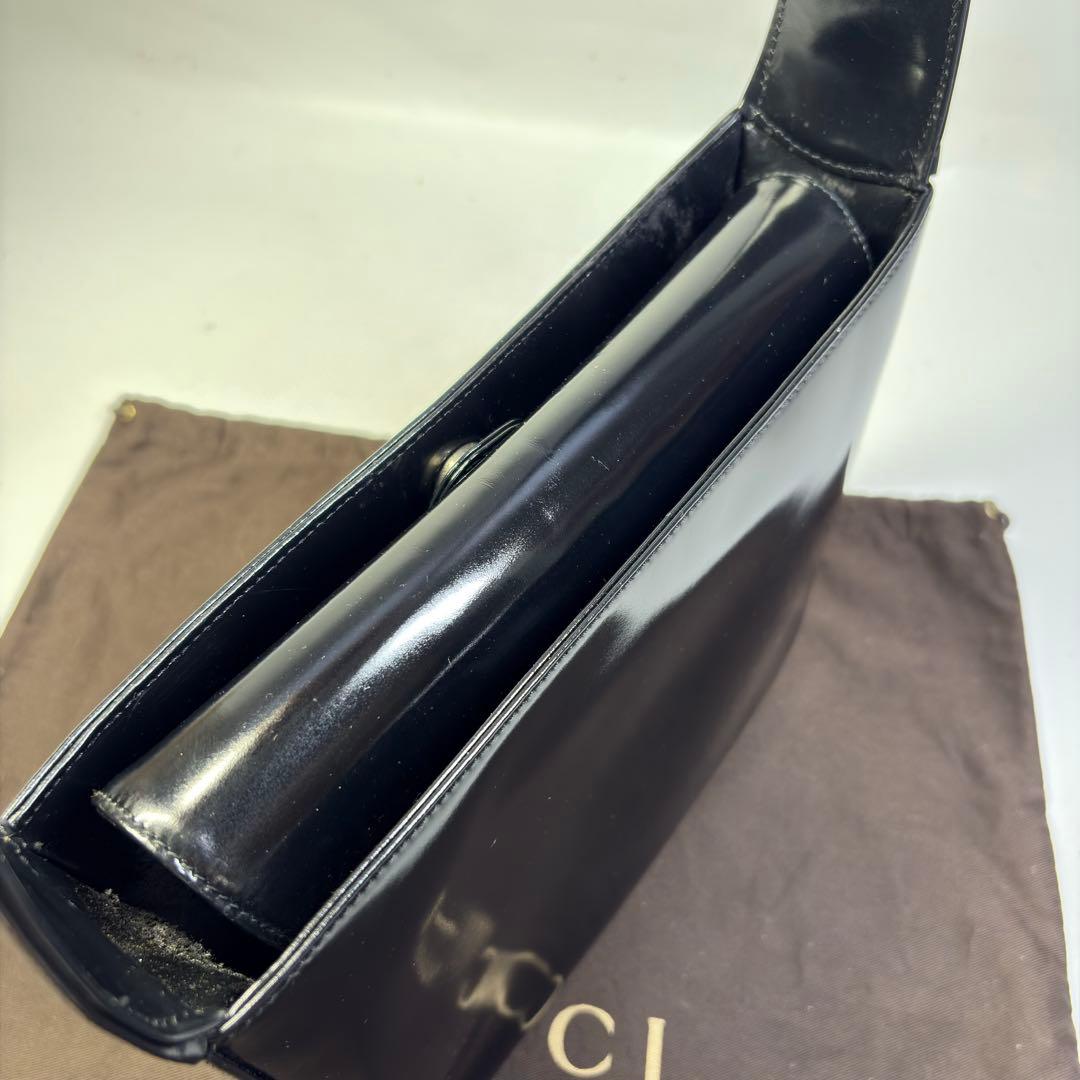 極美品 GUCCI グッチ パテントレザー ワンショルダーブラック リペア