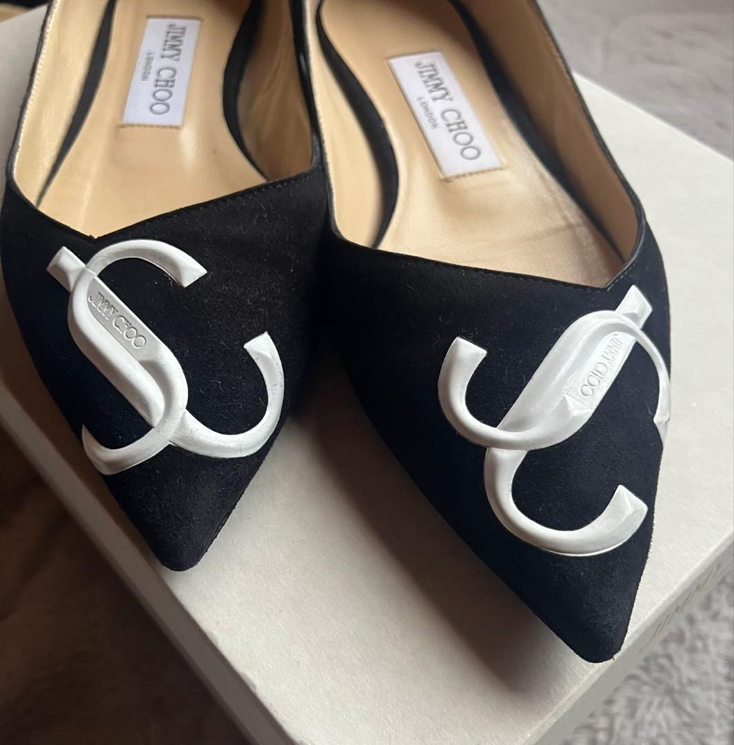 ジミーチュウ フラットシューズ ブラック 22.5cm