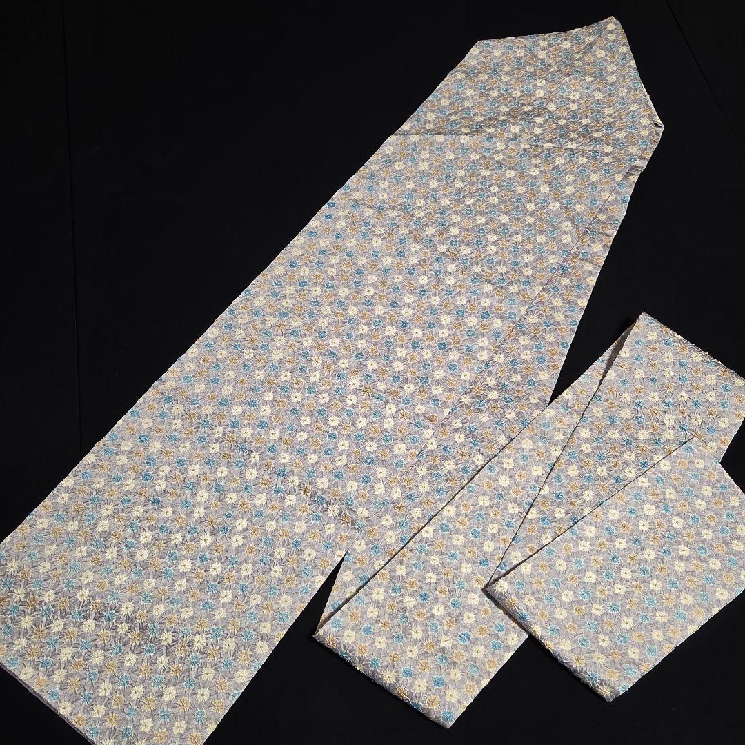 着物と帯京月花 m3805 □灰色がかった紫地に総絞り正絹名古屋帯/九寸