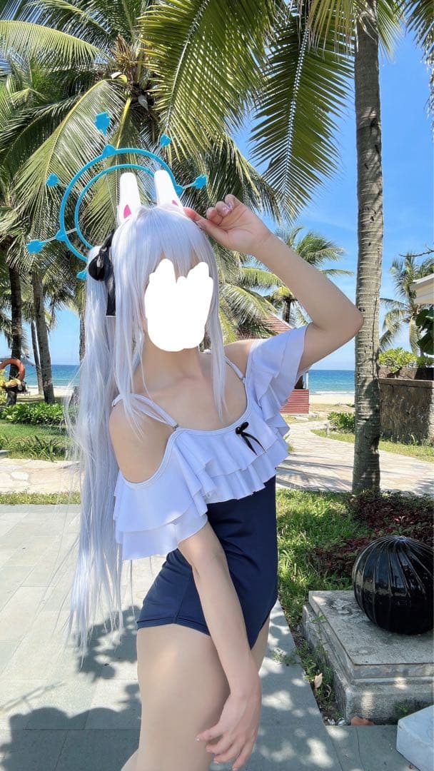 ブルーアーカイブ 月雪ミヤコ 水着 コスプレウィッグ フルセット