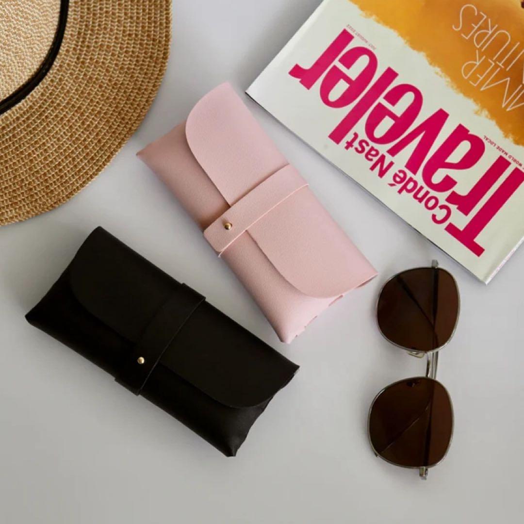 メガネケース 合成皮革 スナップボタン付き サングラスケース 眼鏡