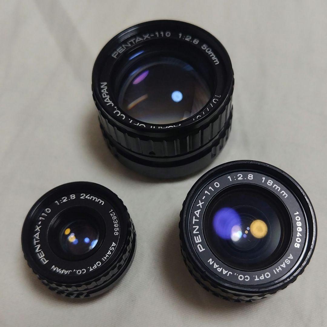 PENTAX-110 レンズ3本セット + マウントアダプター 絞り付き ペンタックスauto110マウント マイクロ・フォーサーズ用