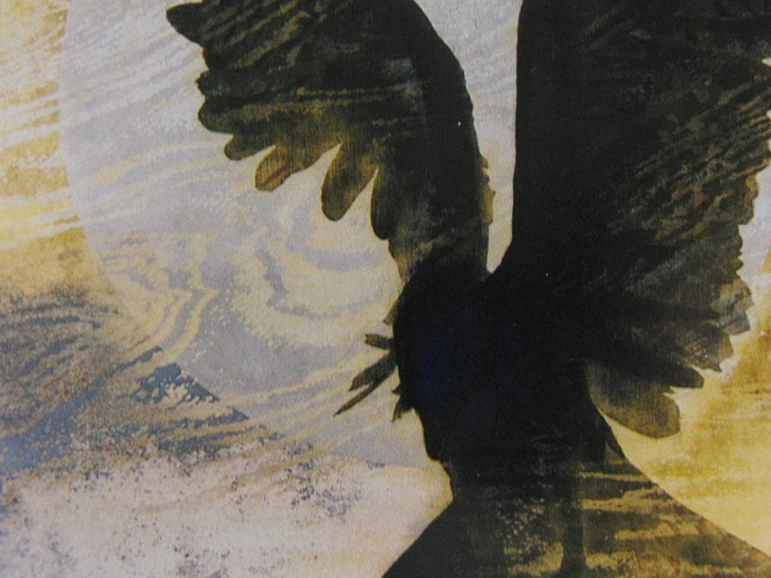 下田義寛、【風舞う】、希少な額装用画集より、新品額装付、状態良好