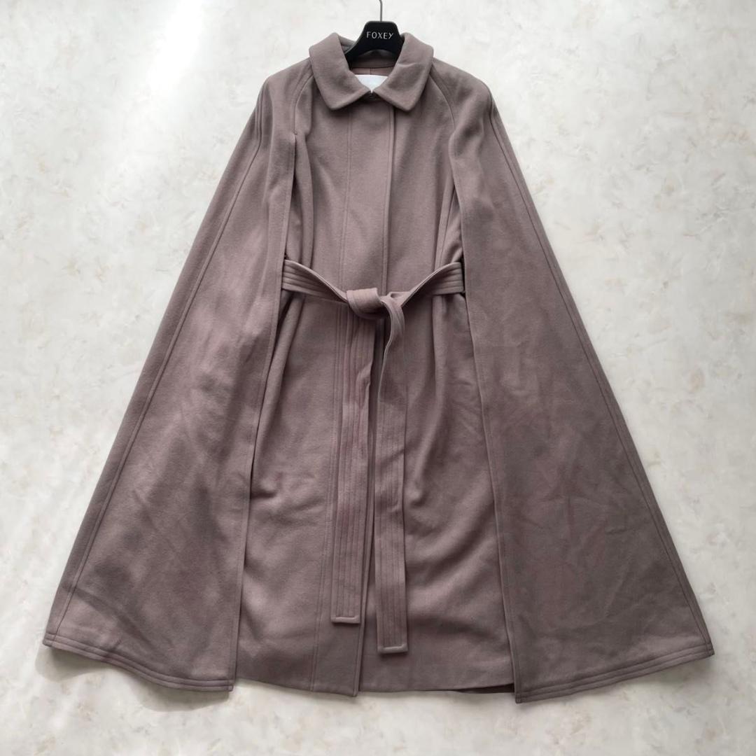 【未使用級】CELFORD ケープコート マント　マキシ丈　ベルト付き　36 S ケープコート マントコート 千鳥格子 フェイクファー エレガント