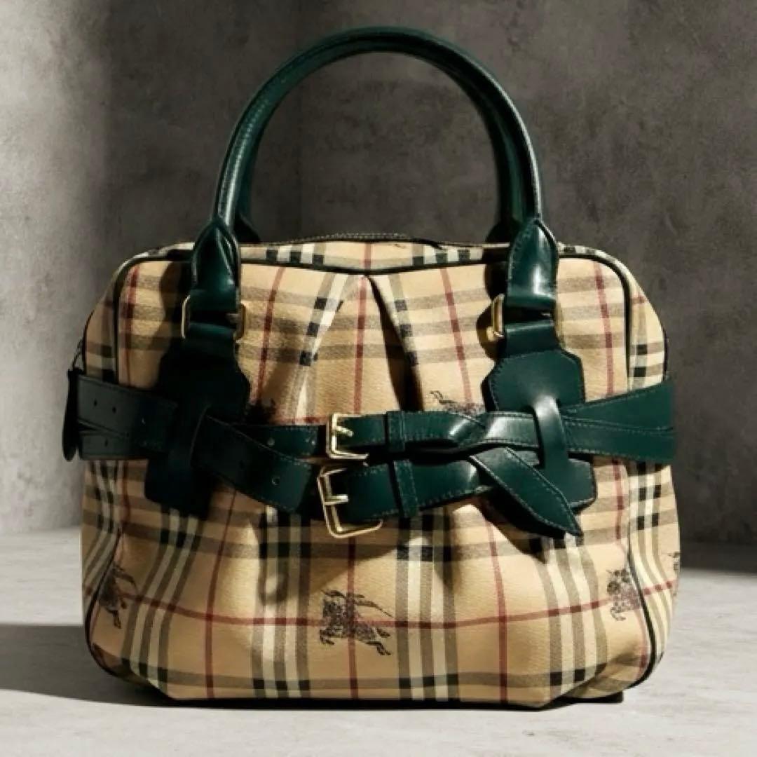 本物】バーバリー y2k ハンドバッグ PVCレザー ノバチェック ベルト