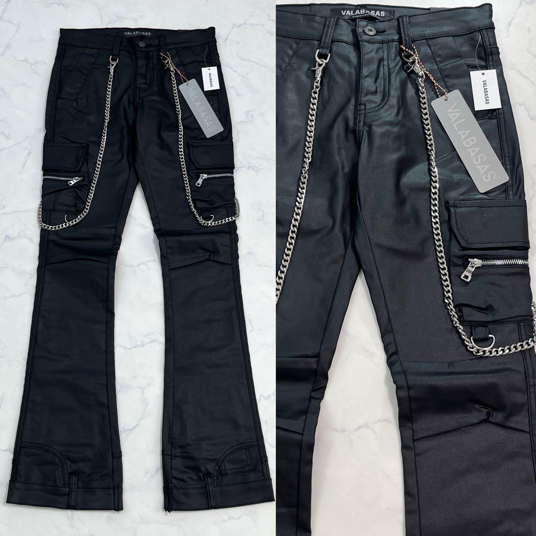 新品 バラバサスvalabasas ワックススキニーフレアデニム ブラック 29