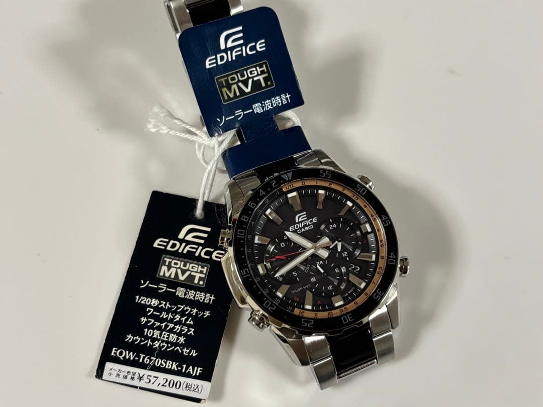 ☆未使用・定価6万☆カシオ エディフィス クロノグラ EQW-T670デート