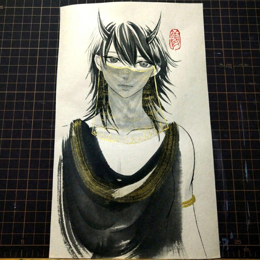 専用 肉筆原画［鬼の踊り子］水墨画 墨絵 手描きイラスト 日本画専用