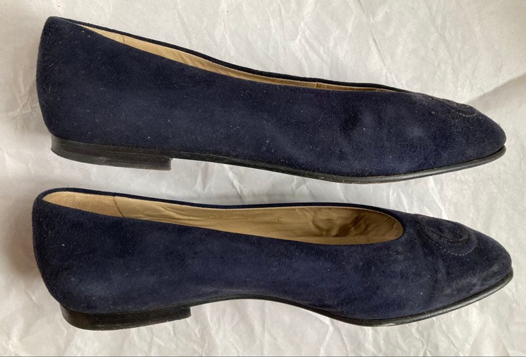 【正規品】GUCCI グッチ フラットシューズ スエード ネイビー 24.5cm