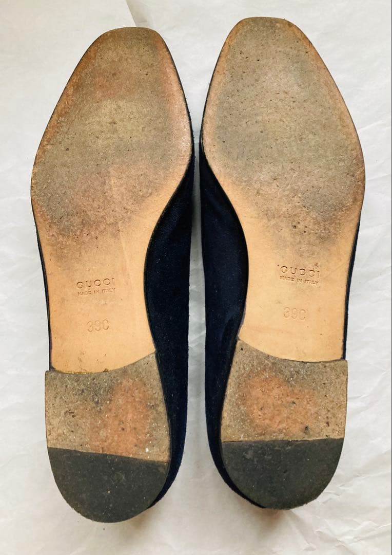 【正規品】GUCCI グッチ フラットシューズ スエード ネイビー 24.5cm