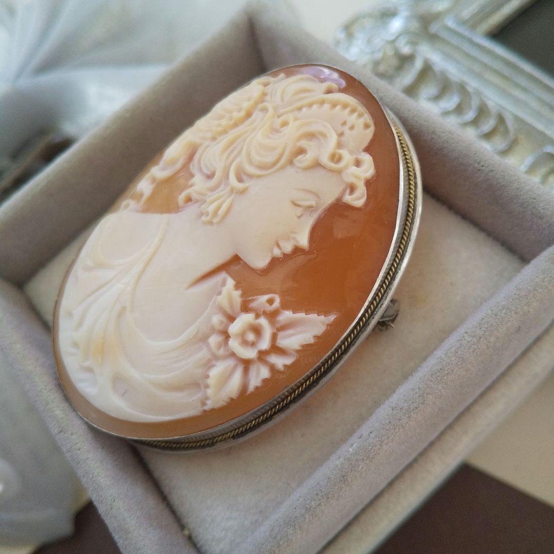 ITALY SILVER 800 シェルカメオ ブローチ ペンダント cameo - メルカリ