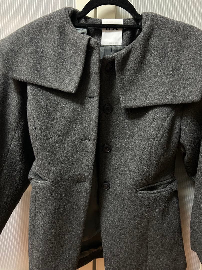 GIUNON giunon ジウノン ビッグカラーコート チャコールグレー - メルカリ