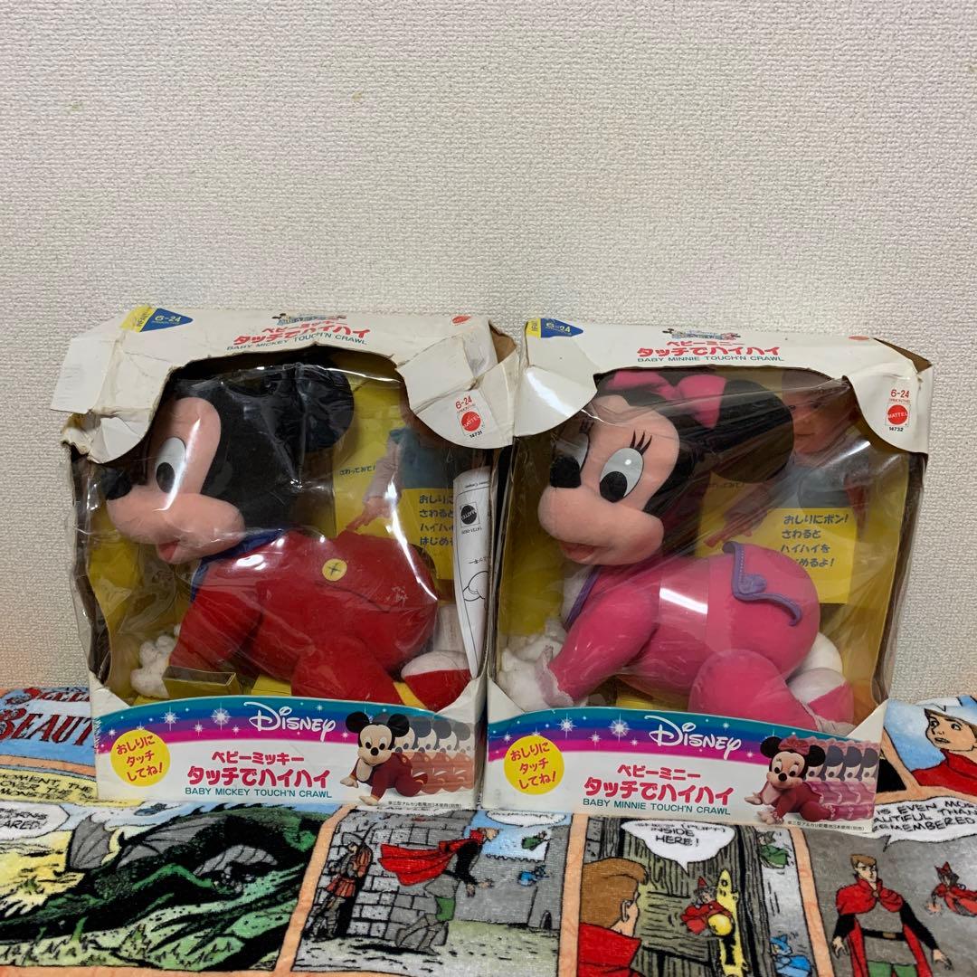 レトロ・レア】Disney ベビーミッキー&ベビーミニー タッチでハイハイ