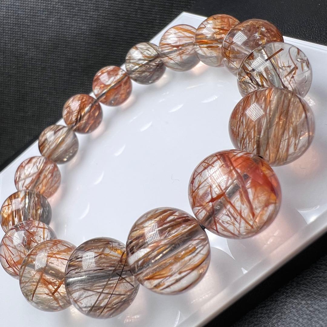 H6061】ハイグレード スーパーセブンルチルクォーツ 13mmブレスレット