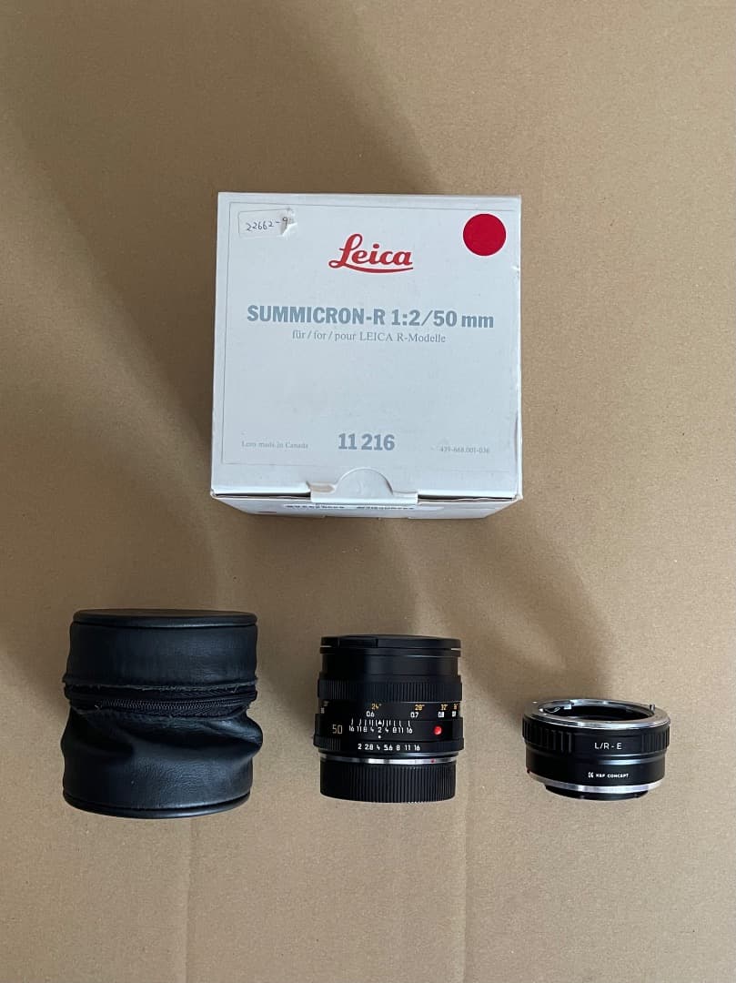 Leica ズミクロンR50mm F2 フード組込（R-only）※元箱付き Leica ズミクロンR50mm F2 フード組込（R-only）※元箱付き Leica