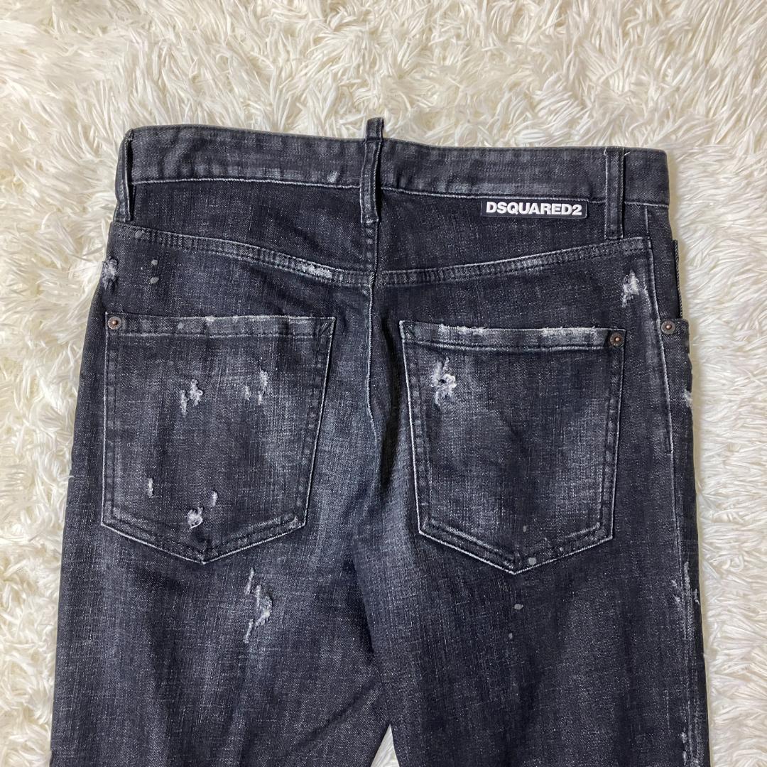 DSQUARED2 スケーター Skater ペンキダメージ加工 ブラックデニム