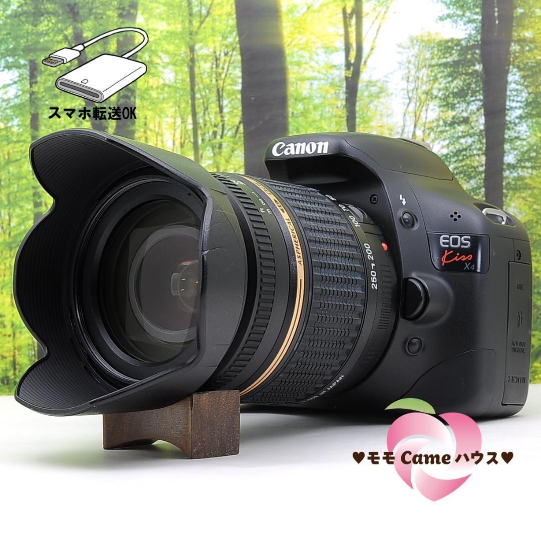 スマホ転送セット★Canon Kiss X4 ☆遠近両用便利レンズ EOS Kiss キヤノン Canon X4 EF 70-300mm 望遠 レンズセット 手振れ