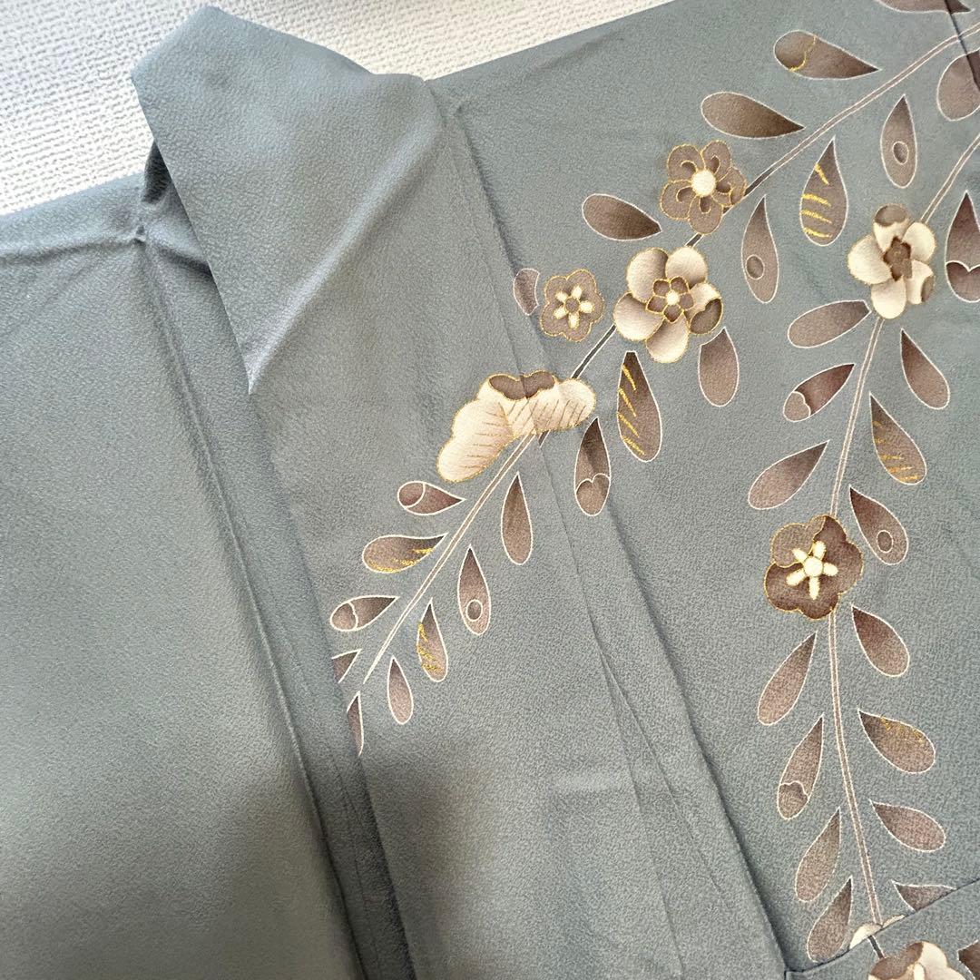 大胆な本金 手描き友禅 刺繍 訪問着 鶴に花柄 着物スキ倶楽部 798