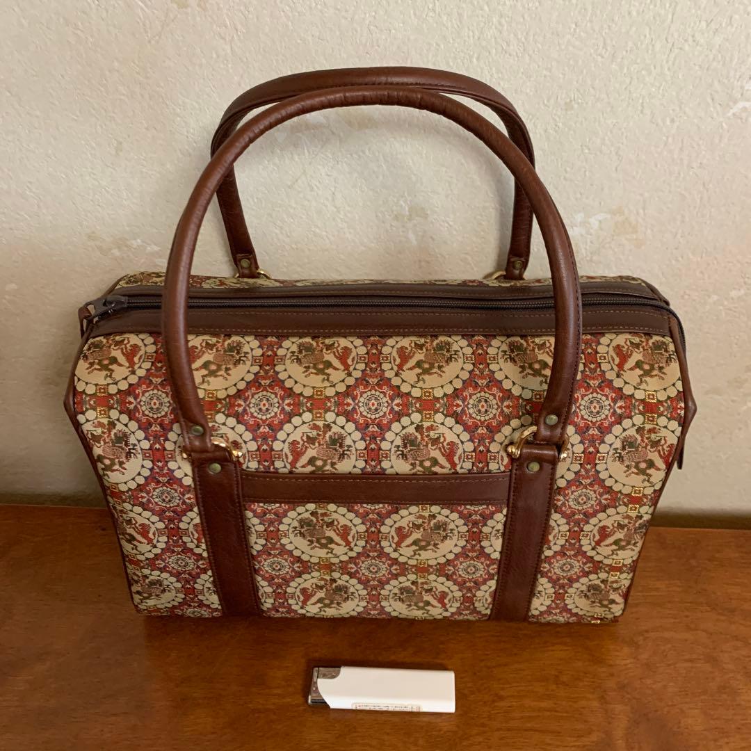 ゆずりは☆野崎弘子さんの裂き織りバック 裂織り ラウンドバッグ ミニ♪