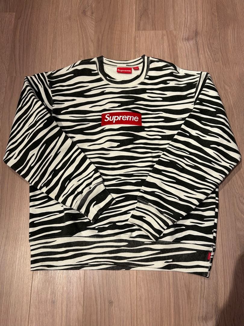 Supreme Box Logo Crewneck Zebra Sサイズ Supreme（シュプリーム） 22AW Box Logo Crewneck Zebra ゼブラ柄
