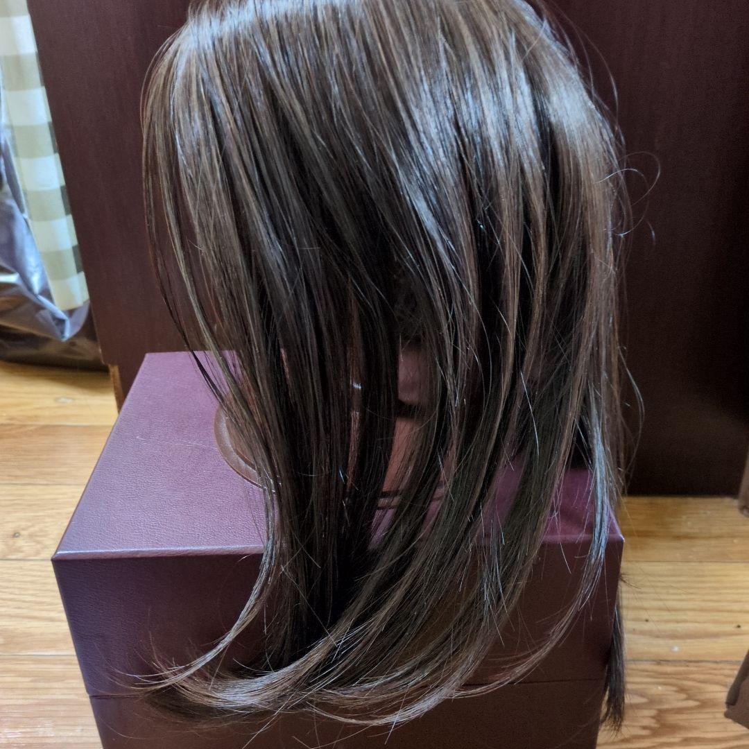 ブラウン ストレートウィッグ 合成繊維 ウィッグ ストレート フルウィッグ 高品質 さらさら ミックスブラウン