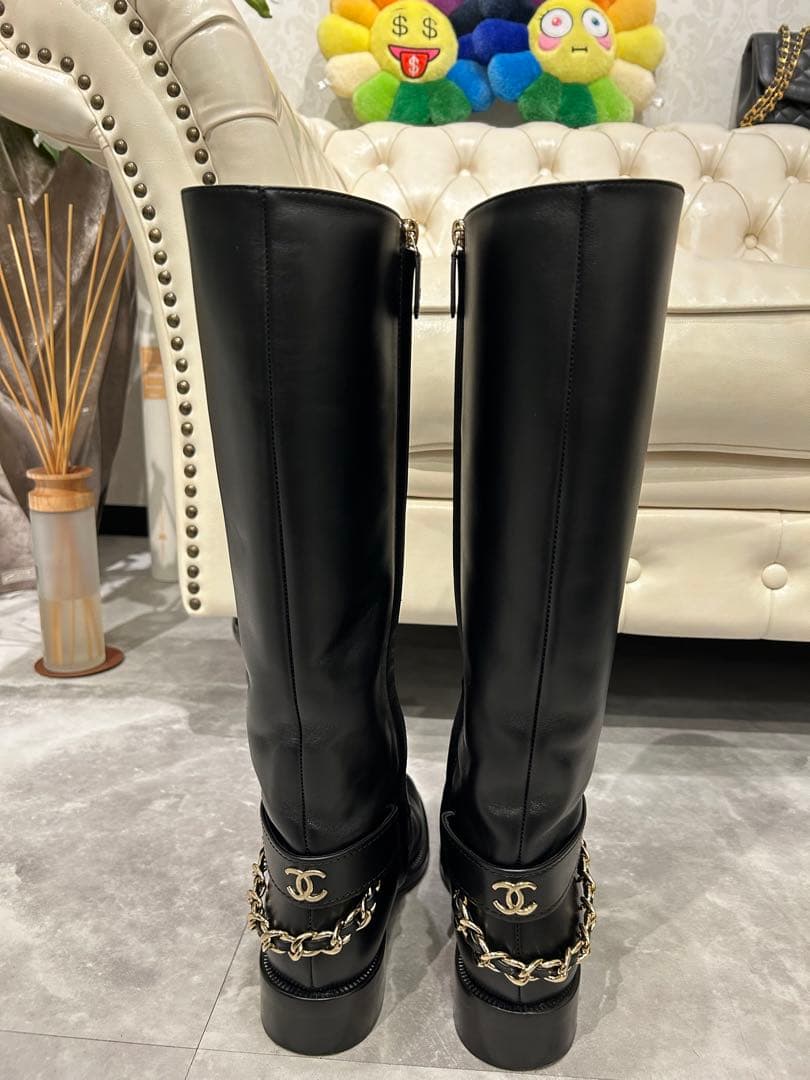 CHANEL】シャネル ロングブーツ 37C ブラック22A G39171 - メルカリ