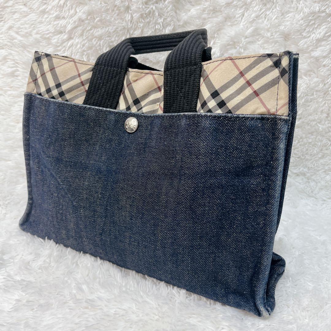 美品✨バーバリー ブルーレーベル デニム ノバチェック トートバッグ