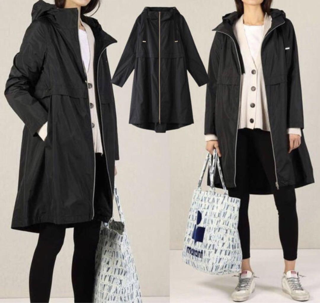 新品タグ付き HERNO/ヘルノ38テクノタフタ スプリングロングコート2way