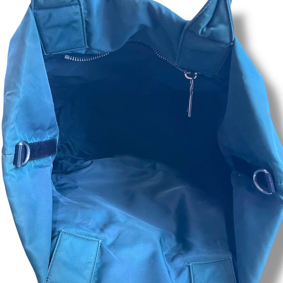 人気】プラダ リバーシブル トートバッグ ナイロン ネイビー グリーン