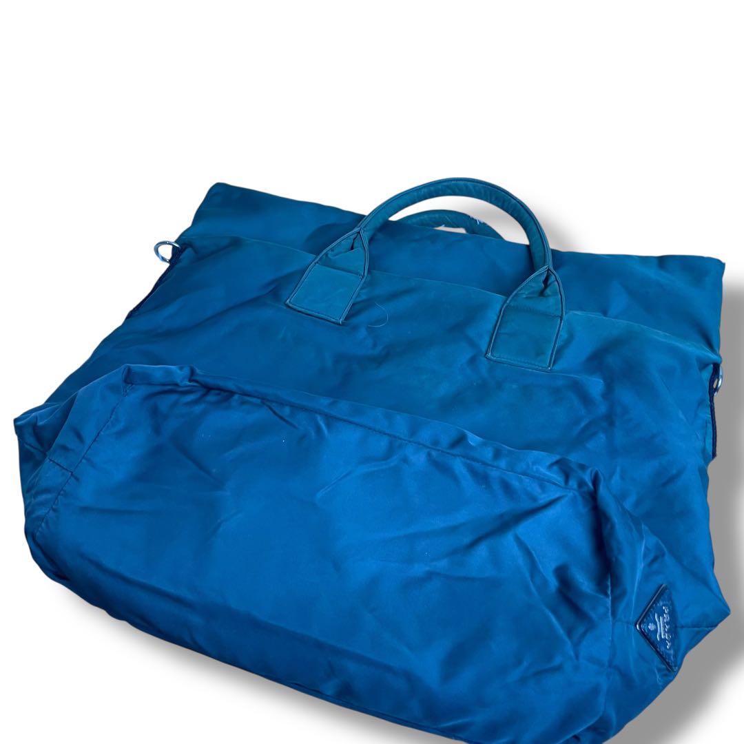 人気】プラダ リバーシブル トートバッグ ナイロン ネイビー グリーン