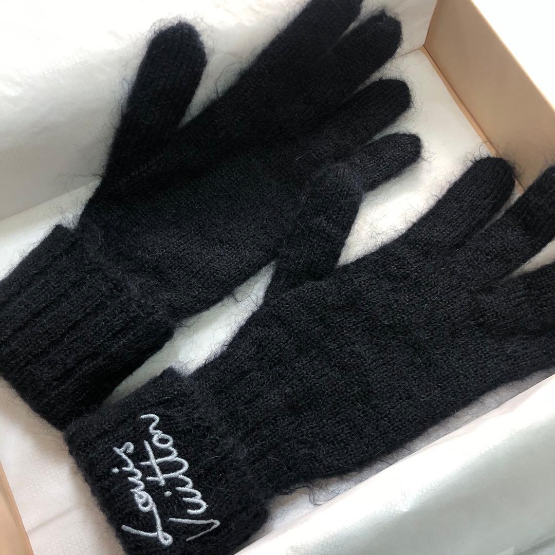 Louis Vuitton スクリプト モヘヤ手袋 ブラック - メルカリ