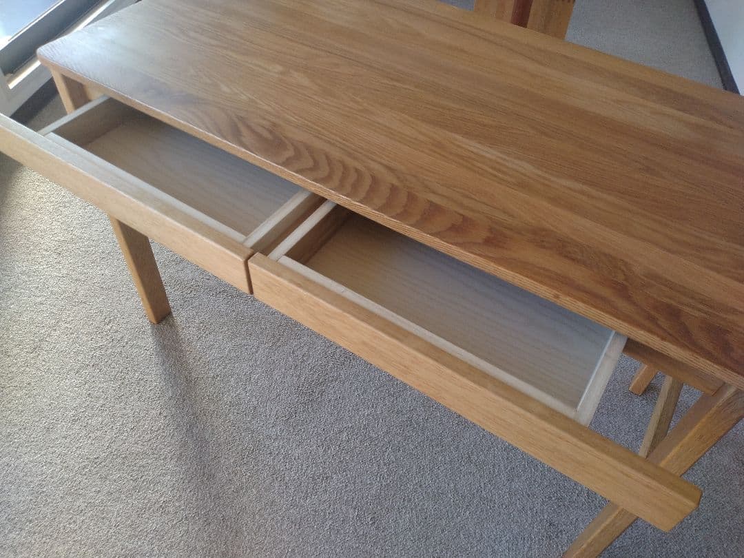 totoro様専用】MUJI/無印良品 オーク無垢材デスク110cm引出足元棚