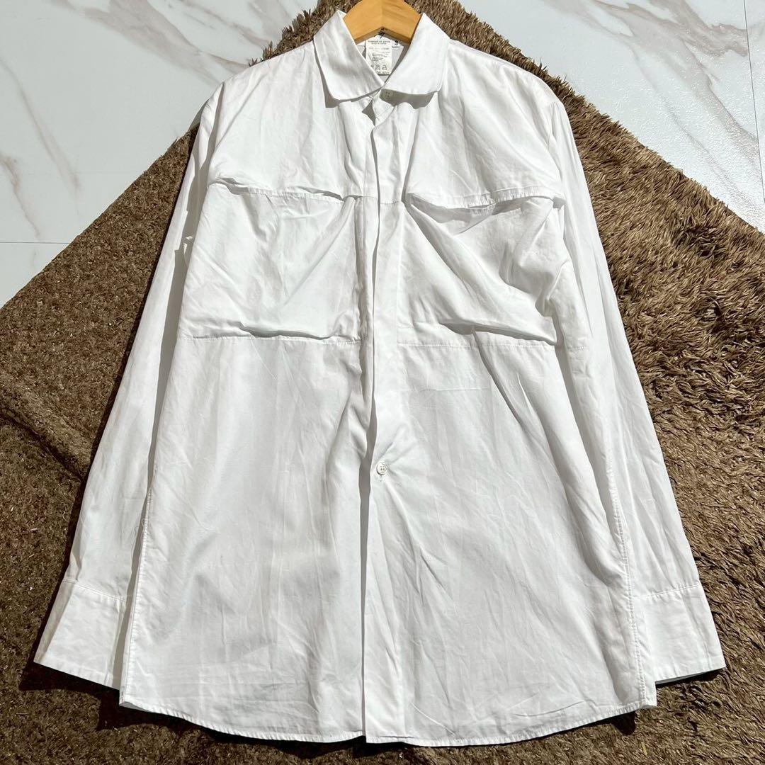 トップス Yohji Yamamoto shirt panel White cotton P・100/2 BROAD KNOT BUTTONS OPEN COLLAR SHIRT(S WHITExWHITE