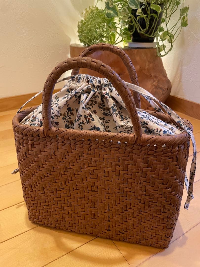 国産 信州山葡萄籠バッグ 内布付き 網代編み 保護猫支援
